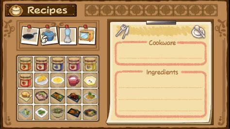 resep masakan harvest moon hero of leaf valley|Harvest Moon: Hero of Leaf Valley Cooking/Recipe Guide.